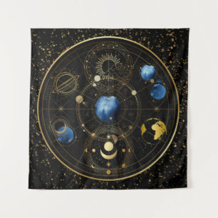 Tenture Astrologie céleste en velours noir