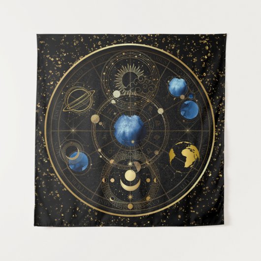 Tenture Astrologie céleste en velours noir (Devant)