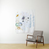 Tenture Astronaut Blue Gold Space Anniversaire (En situation)