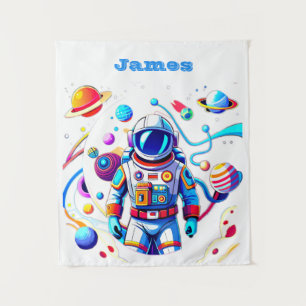 Tenture Astronaut coloré et Univers en couleurs vives