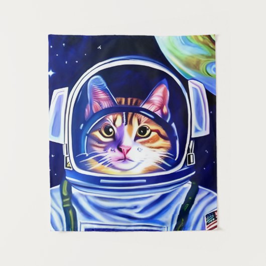 Tenture Astronaut de chat dans l'espace (Devant)