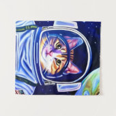 Tenture Astronaut de chat dans l'espace (Devant (Horizontal))