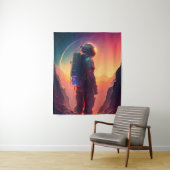 Tenture Astronaut World Discovery Peinture Univers Humain (En situation)