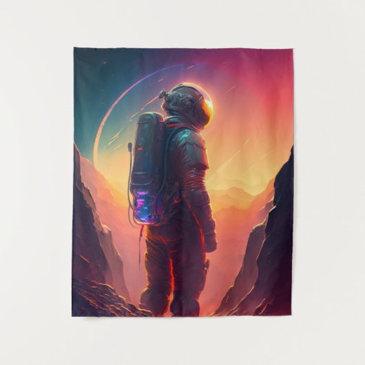 Tenture Astronaut World Discovery Peinture Univers Humain (Devant)