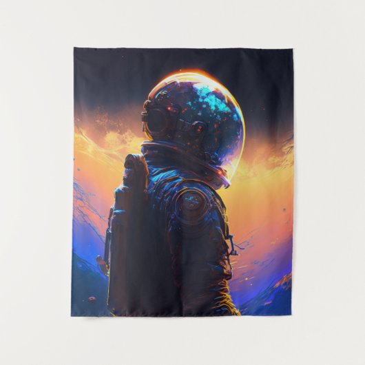 Tenture Astronaut World Discovery Peinture Univers Humain (Devant)