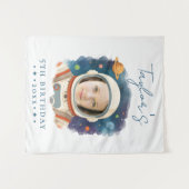 Tenture Astronaute Bleu Blanc Photo Aquarelle Simple Fun (Devant (Horizontal))