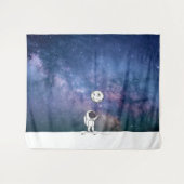 Tenture Astronaute dans l'espace avec ballon lunaire cosmo (Devant (Horizontal))