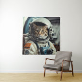Tenture Astronaute de chat gris dans l'espace (En situation)