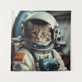 Tenture Astronaute de chat gris dans l'espace