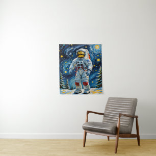 Tenture Astronaute en forêt d'hiver
