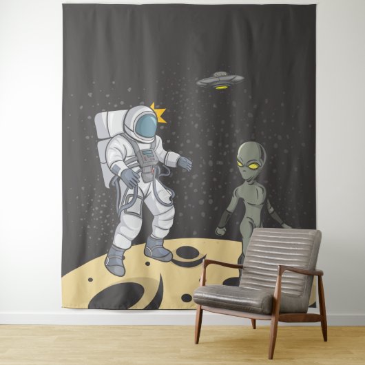 Tenture Astronaute et extraterrestre (En situation)