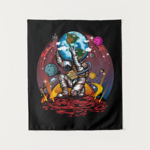 Tenture Atlas Astronaute Tenant la Terre Mars Galaxie Cosm