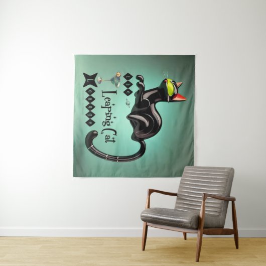 Tenture Atomique Futuriste Le Leaping Cat Lounge (En situation (horizontale))