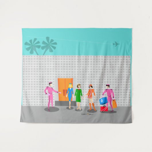 Tenture Atomique Palm Springs Stewardess Party Tapestry (Devant (Horizontal))