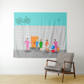 Tenture Atomique Palm Springs Stewardess Party Tapestry (En situation (horizontale))