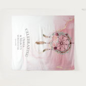 Tenture Attrape-rêves aquarelle rose de bohème écarlate (Devant (Horizontal))