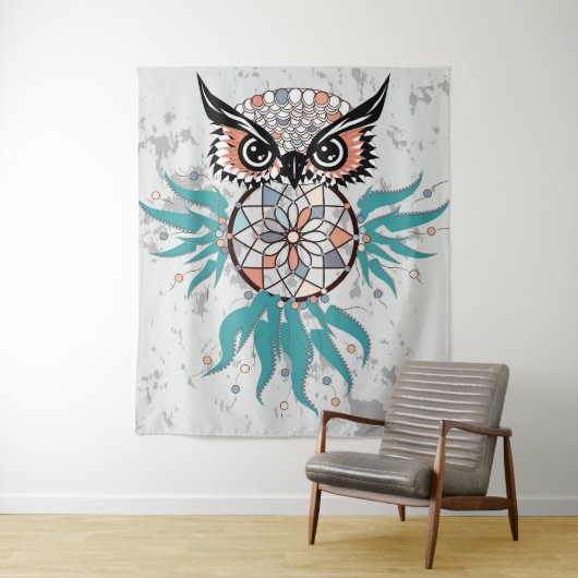 Tenture Attrape-rêves Hibou (En situation)