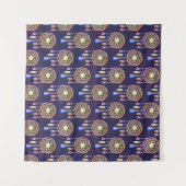 Tenture Attrape-rêves Plumes Texture sans couture à l'aqua (Devant (Horizontal))