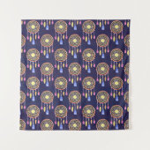 Tenture Attrape-rêves Plumes Texture sans couture à l'aqua (Devant)