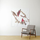 Tenture Audubon's Purple Finch Trois oiseaux rouges en hiv (En situation (horizontale))