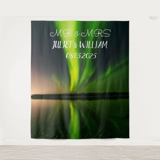 Tenture Aurora Script Mr & Mrs Mariage Bannière de fond (Devant)