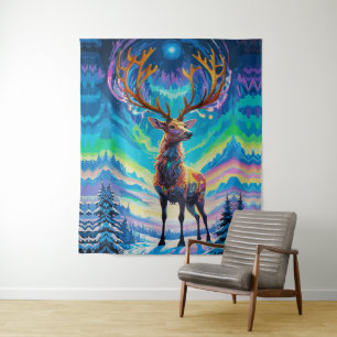 Tenture Aurora Stag : La magie dans la nuit