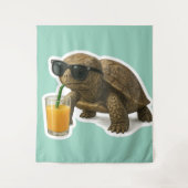 Tenture Autocollant Tortue Cool Buvant du Jus (Devant)
