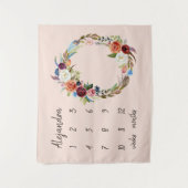Tenture Automne Boho Blooms Monogramme Baby Milestone Phot (Devant)