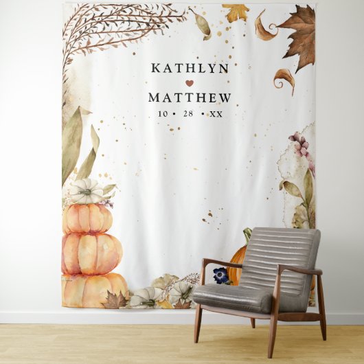 Tenture Automne en amour Citrouille botanique Automne Mari (En situation)