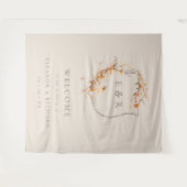 Tenture Automne Floral Crest Monogramme Mariage Bienvenue (Devant (Horizontal))