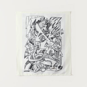 Tenture Autres plans de ici, dessin à encre,