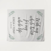 Tenture Avec Tout Mon Coeur Mariage Vert Personnalisé  (Devant (Horizontal))