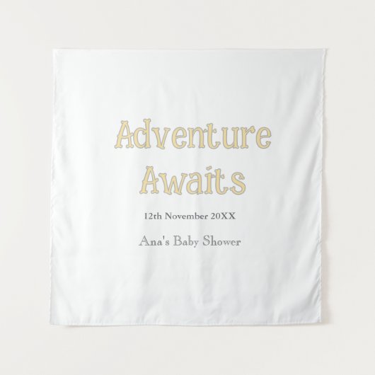Tenture Aventure attend bébé ajouter nom date pastel (Devant)