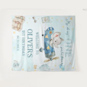 Tenture Aventure Éléphant Mignon Avion Bleu 1er Anniversai (Devant (Horizontal))