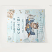 Tenture Aventure Ourson Mignon Avion Bleu Garçon 1er Anniv (Devant (Horizontal))