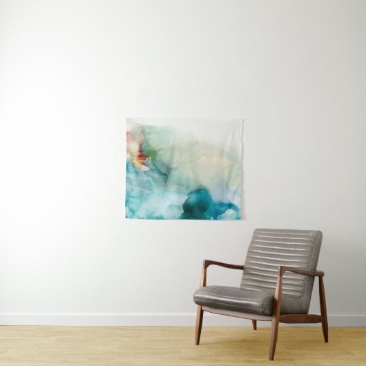 Tenture Aversion - Aquarelle bleue (En situation (horizontale))