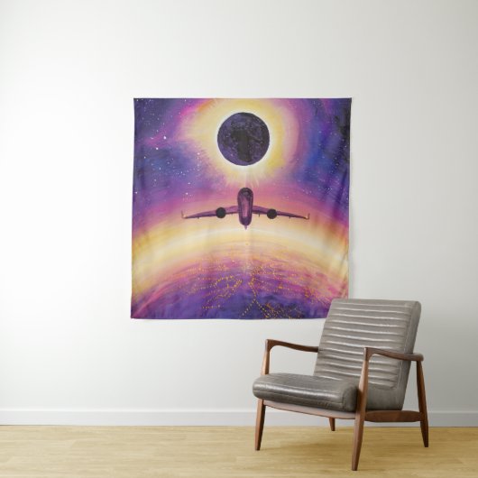 Tenture Avion en ville de vol et éclipse (En situation)