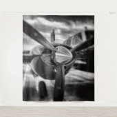 Tenture Avion propulseur noir et blanc (Devant)