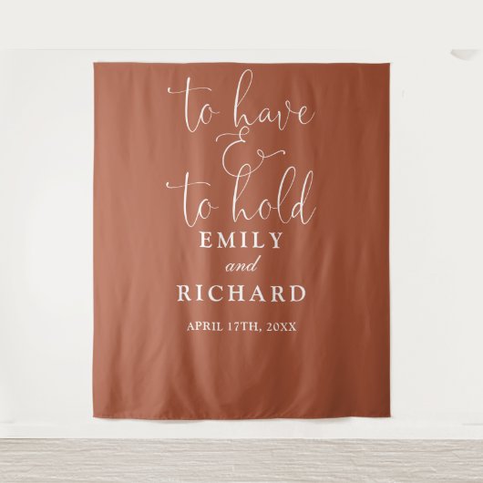 Tenture Avoir Et Tenir Terracotta Mariage Fond Photo (Devant)