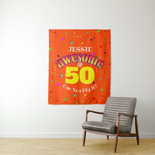 Tenture AWESOME Orange 50 ANS (En situation)