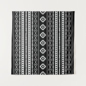 Tenture Aztec blanc sur le Motif de Motifs Mixtes Noirs (Devant (Horizontal))