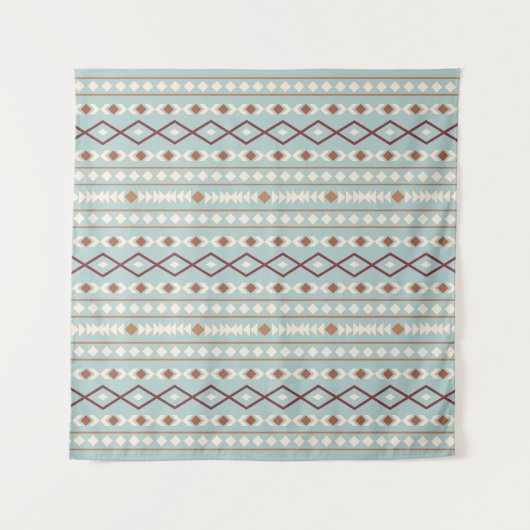 Tenture Aztec Formes Motif Rusts Crème Turquoise-Bleu (Devant)