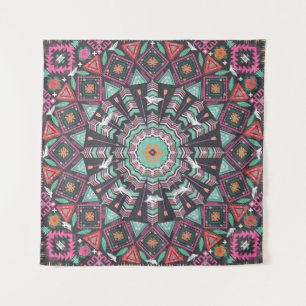 Tenture Aztec géométrique : Motif circulaire coloré