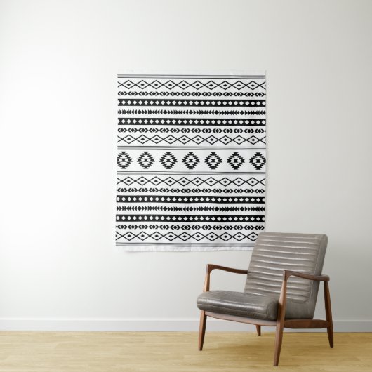 Tenture Aztec noir sur blanc Motifs mélangés Motif (En situation)