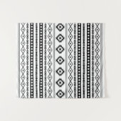 Tenture Aztec noir sur blanc Motifs mélangés Motif (Devant (Horizontal))