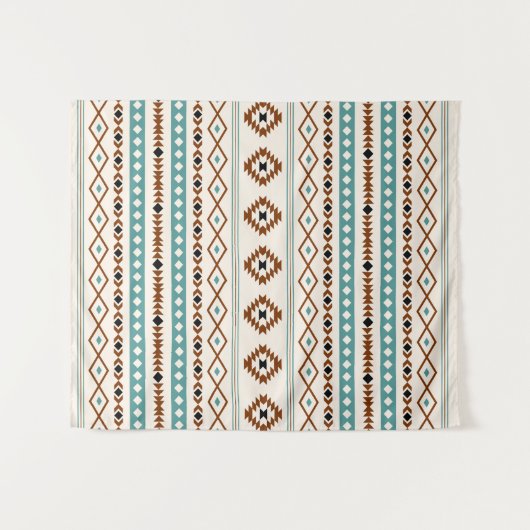Tenture Aztec Turquoise en terre cuite noir Crm Motifs mix (Devant (Horizontal))