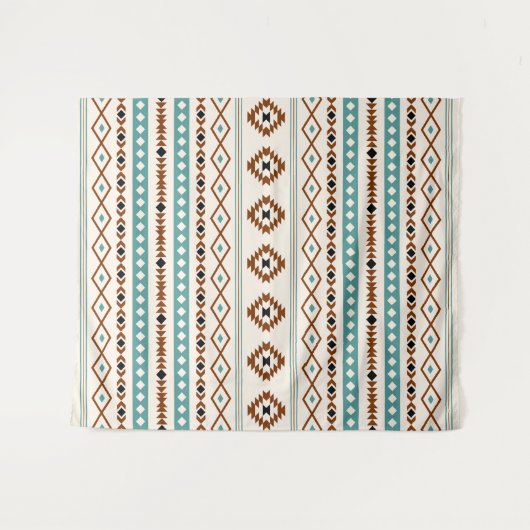 Tenture Aztec Turquoise en terre cuite noir Crm Motifs mix (Devant (Horizontal))