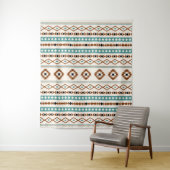 Tenture Aztec Turquoise en terre cuite noir Crm Motifs mix (En situation)