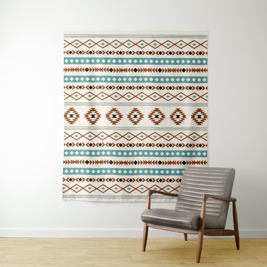 Tenture Aztec Turquoise en terre cuite noir Crm Motifs mix (En situation)