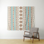 Tenture Aztec Turquoise en terre cuite noir Crm Motifs mix (En situation (horizontale))